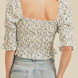 That Summer Square Neck Shirred Top