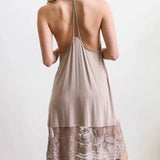 T-Back Midi Lace Slip Dress