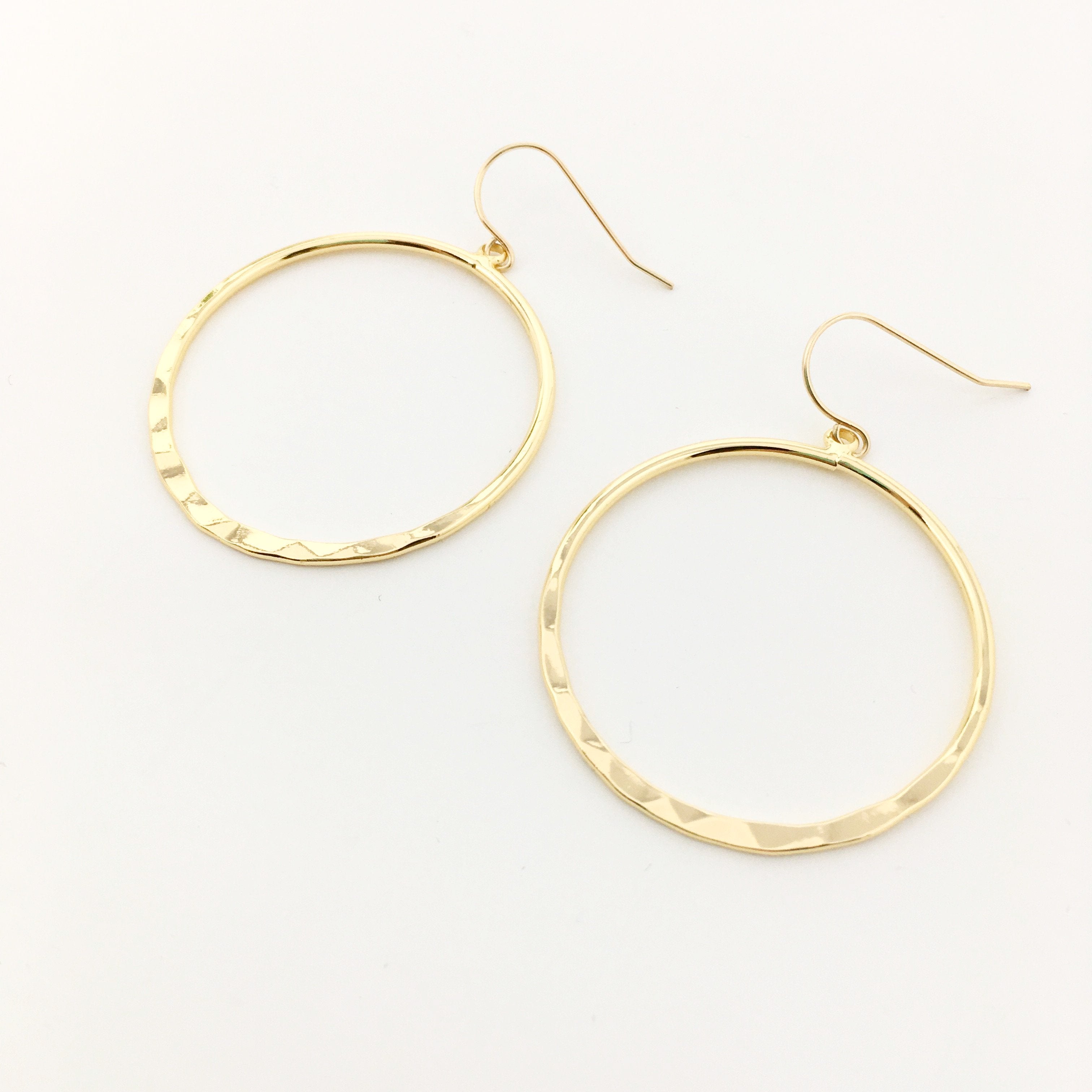 Yellow Gold Filled Small Double Hammered Circle Earrings